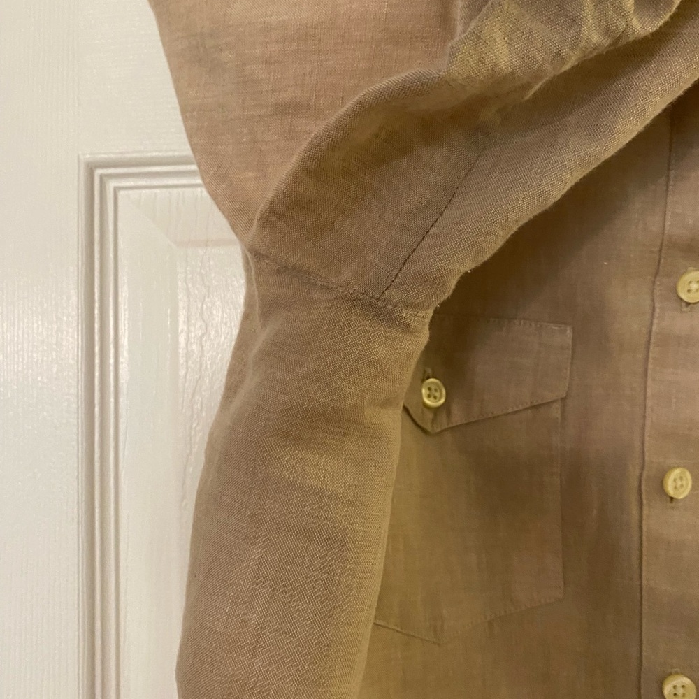 Banana Republic Linen Tan Button-Up Shirt Medium - Picture 3 of 4